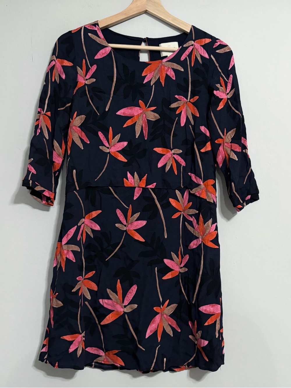Sézane Dalia Navy Blue Multicolor Floral Mini Dress